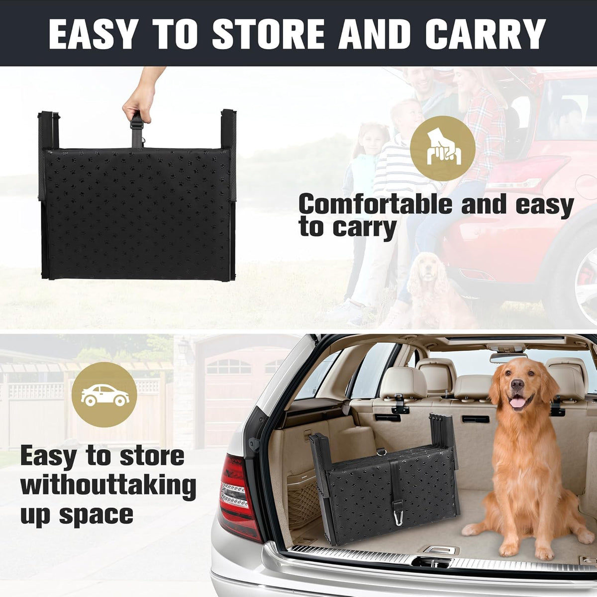 Dogstow StepUp | Foldable Dog Car Stairs for SUVs & Trucks — Non-Slip Steps, Holds 200 lbs