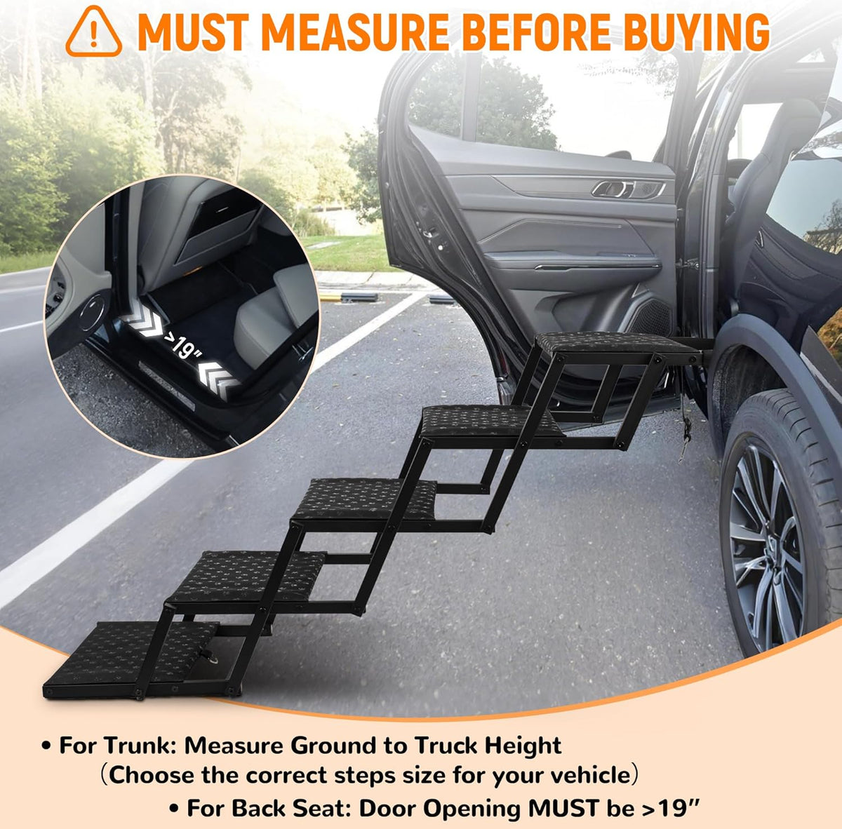 Dogstow StepUp | Foldable Dog Car Stairs for SUVs & Trucks — Non-Slip Steps, Holds 200 lbs