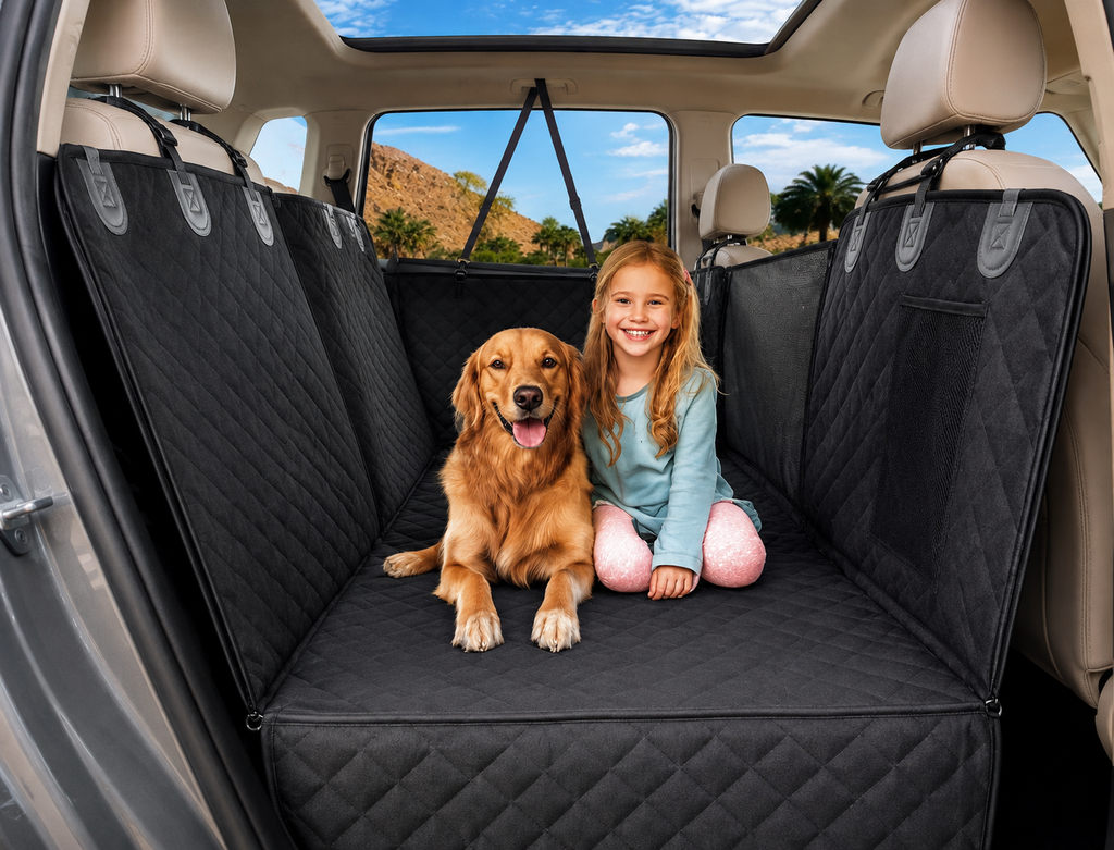 Dogstow Back Seat Platform | Hard-Bottom Extender with Mesh Window