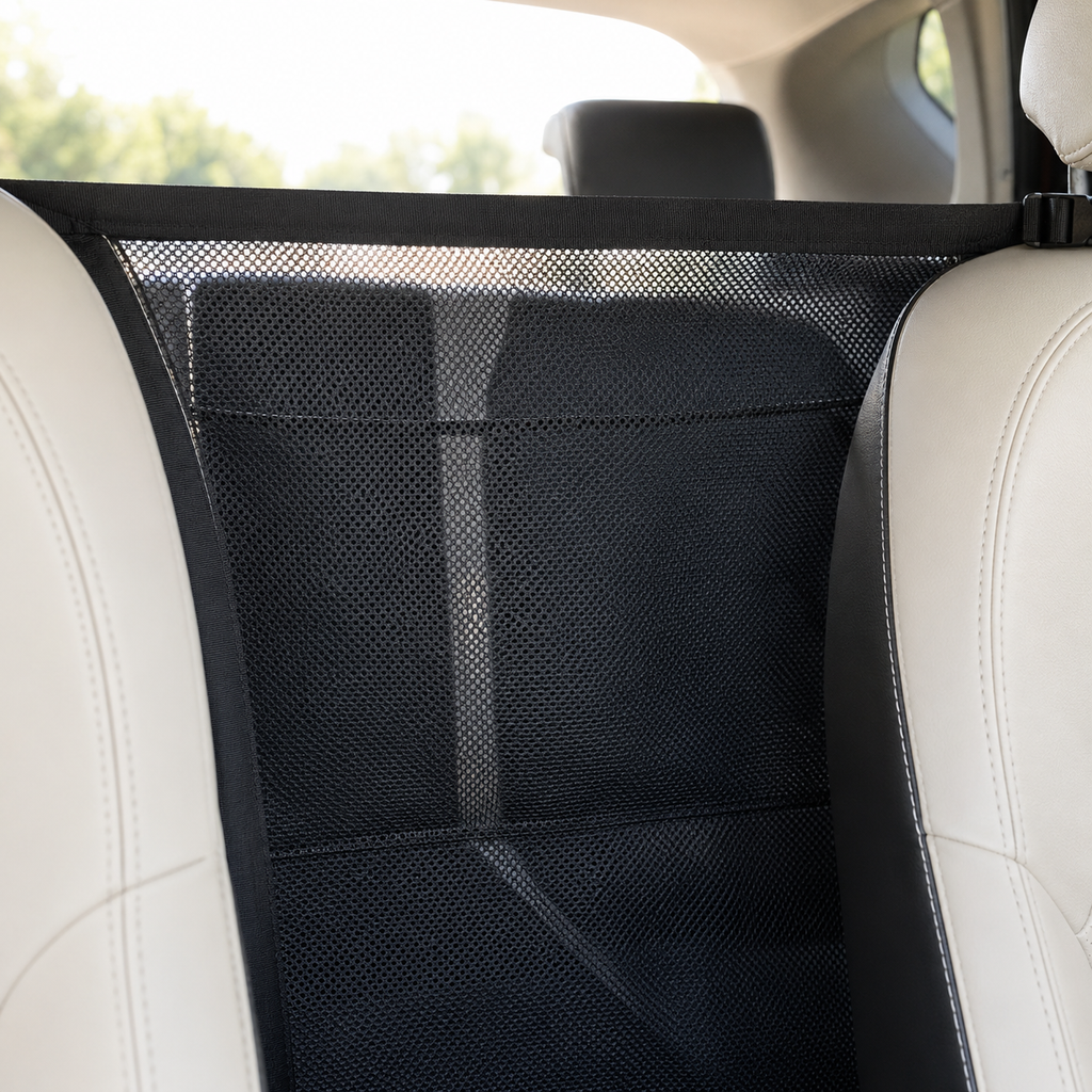 Dogstow Front-Seat Barrier | Adjustable Net with Storage Pockets