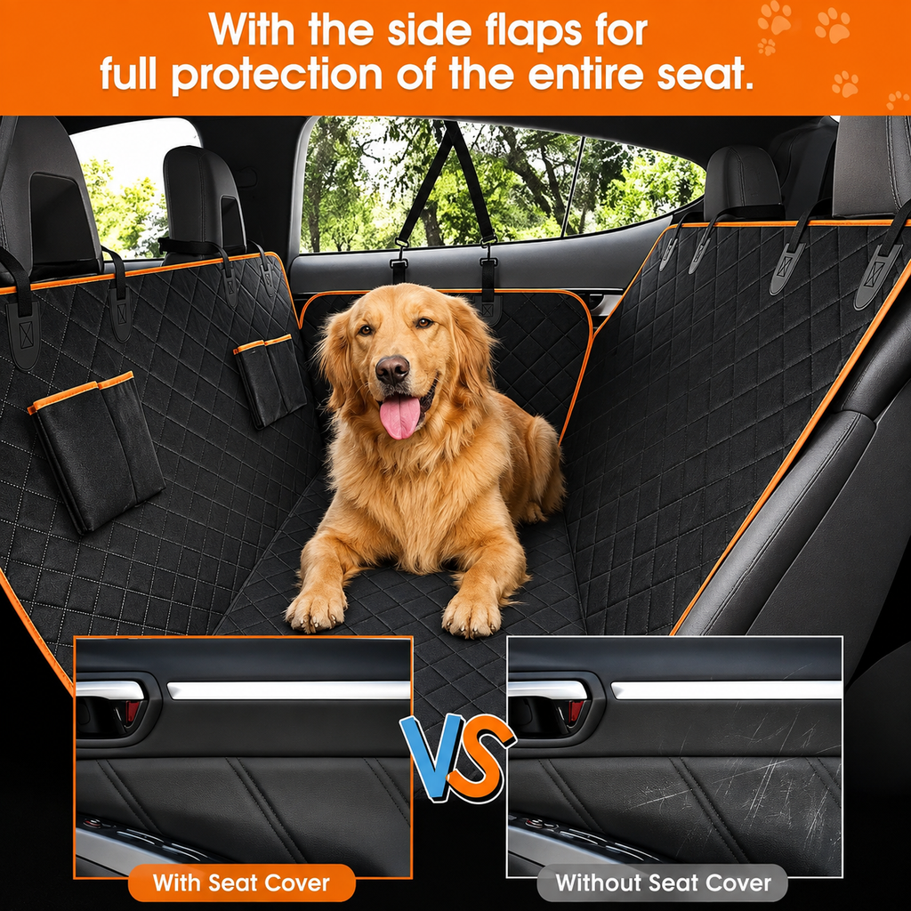 Dogstow Quilted Hammock | Water-Resistant Back Seat Cover with Side Flaps