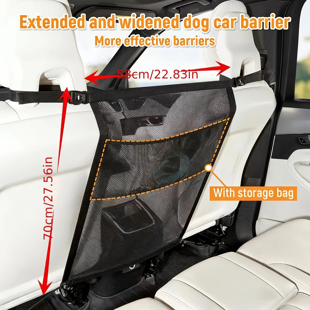 Dogstow Front-Seat Barrier | Adjustable Net with Storage Pockets