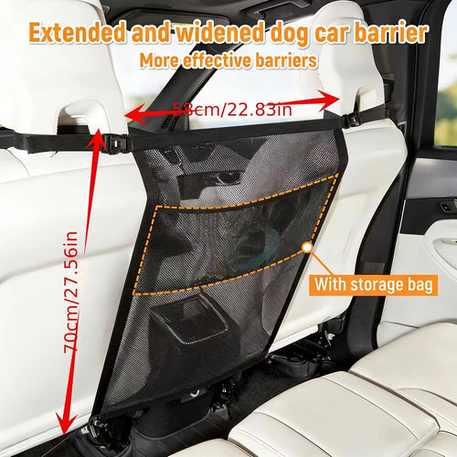 Dogstow Front-Seat Barrier | Adjustable Net with Storage Pockets