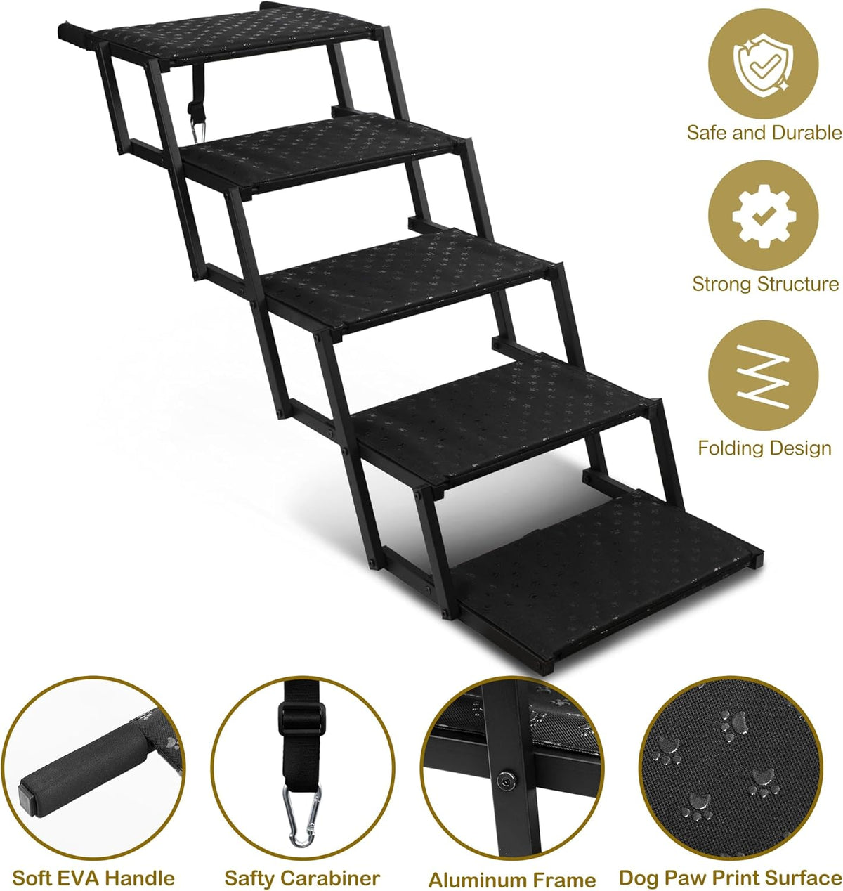Dogstow StepUp | Foldable Dog Car Stairs for SUVs & Trucks — Non-Slip Steps, Holds 200 lbs