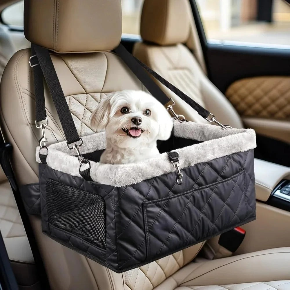 Dogstow SkyBox | Deluxe Dog Car Booster Seat for Small Dogs — Metal Frame + Safety Leash, Up to 20 lbs